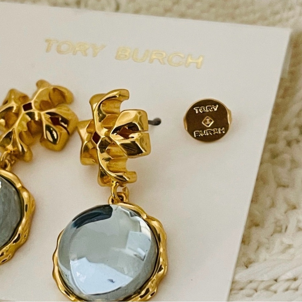 Tory Burch Gold and Clear Statement Earrings - Picture 9 of 9